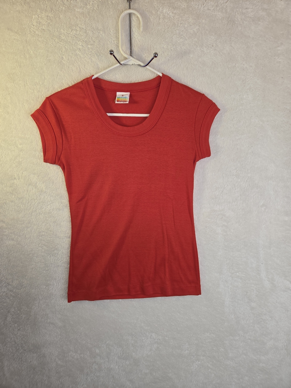 Vintage Wrangler Y2K Red Baby Tee Cap Sleeve Slim Fit Scoop Neck T-Shirt SZ S